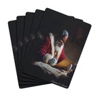 Christmas Playing Cards featuring Black Santa making his Christmas list in classic holiday artwork.