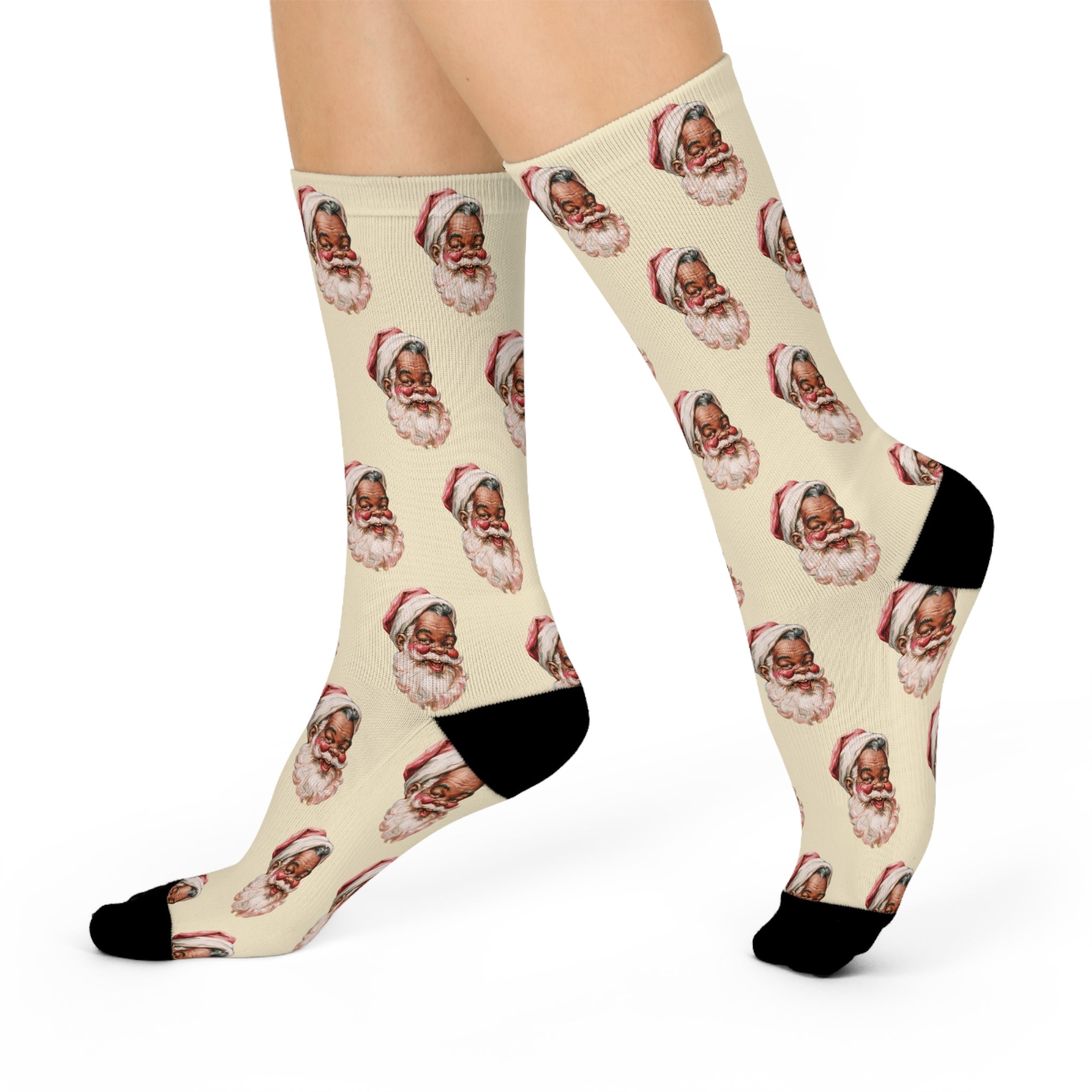 Santa Face Crew Socks — Festive Christmas Holiday Socks with Classic Santa Pattern