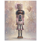 Christmas Poster featuring a pink nutcracker with soft blush holiday details.