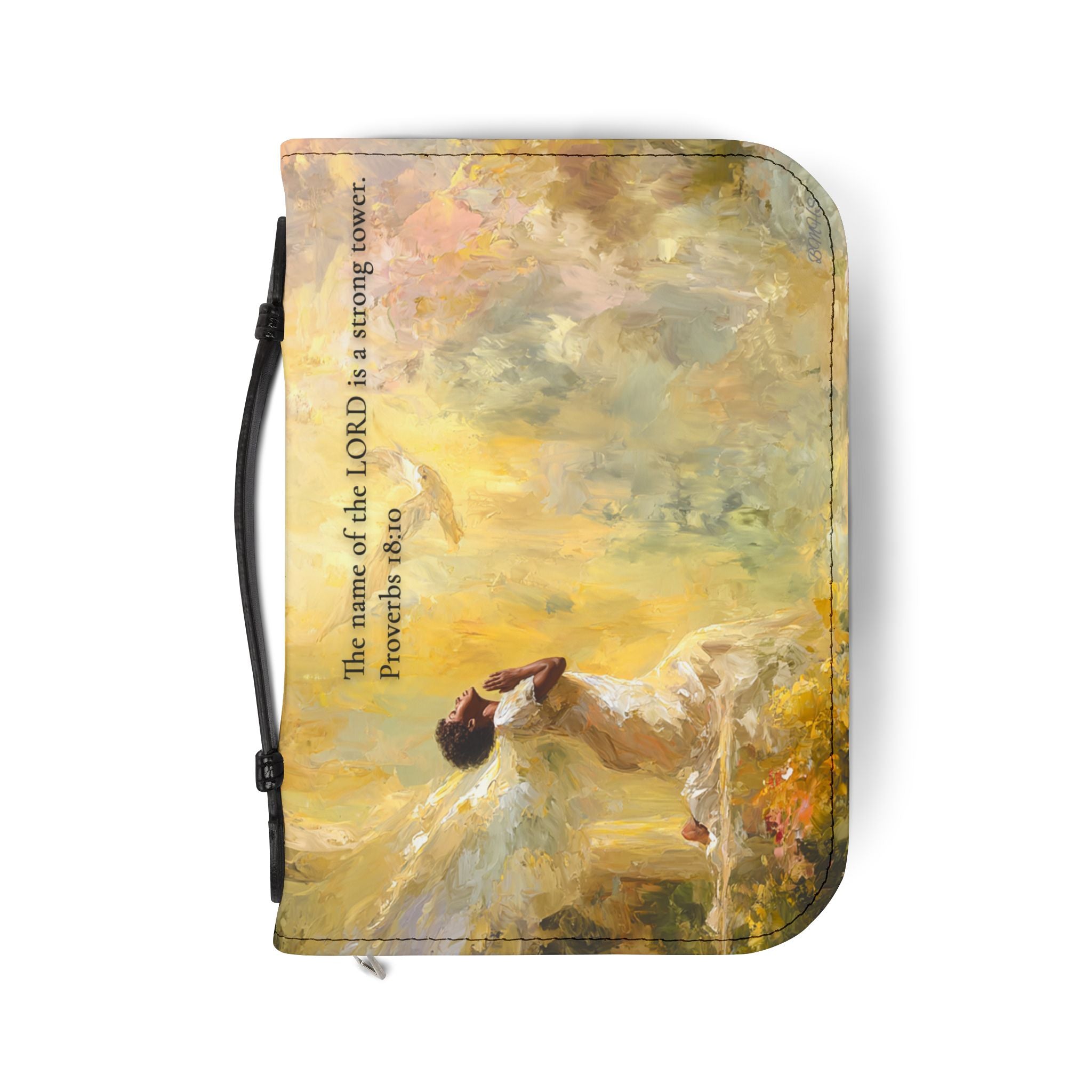 Bible Cover featuring an inspirational Bible verse design on a protective Bible cover.