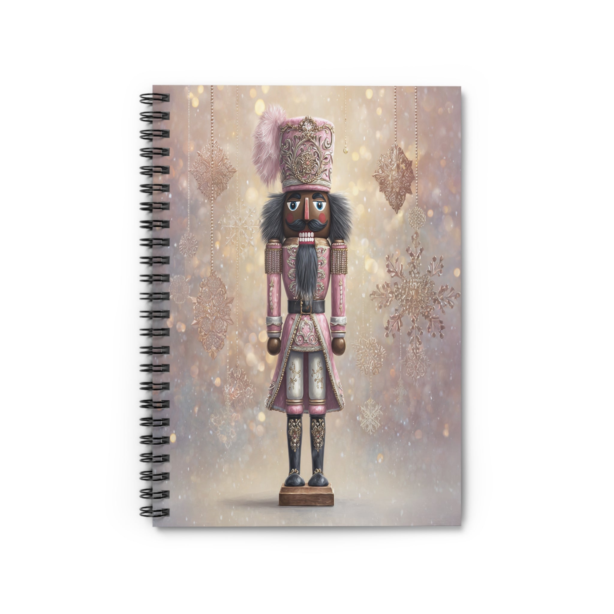 Pink Nutcracker Spiral Notebook — Holiday Journal, Lined Notes