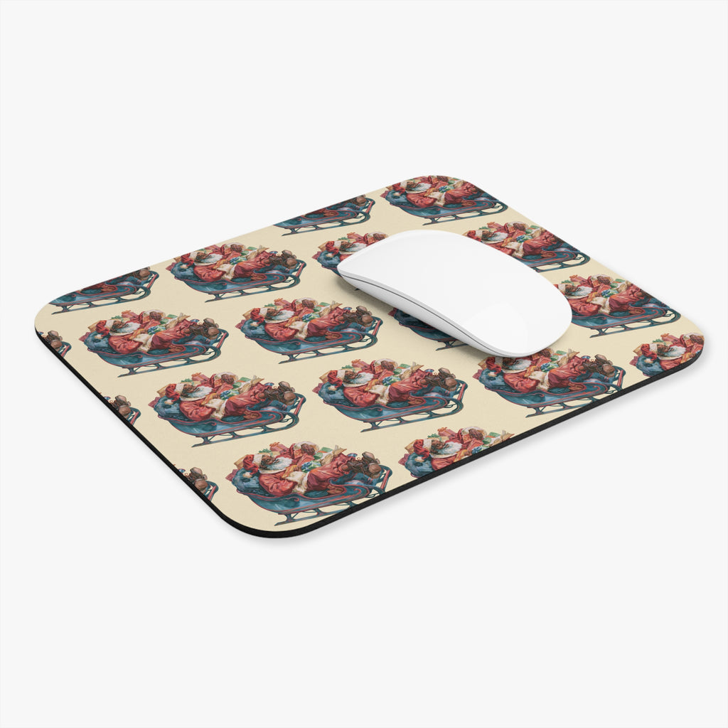 Vintage Santa Sleigh Mouse Pad — Retro Christmas Desk Mat