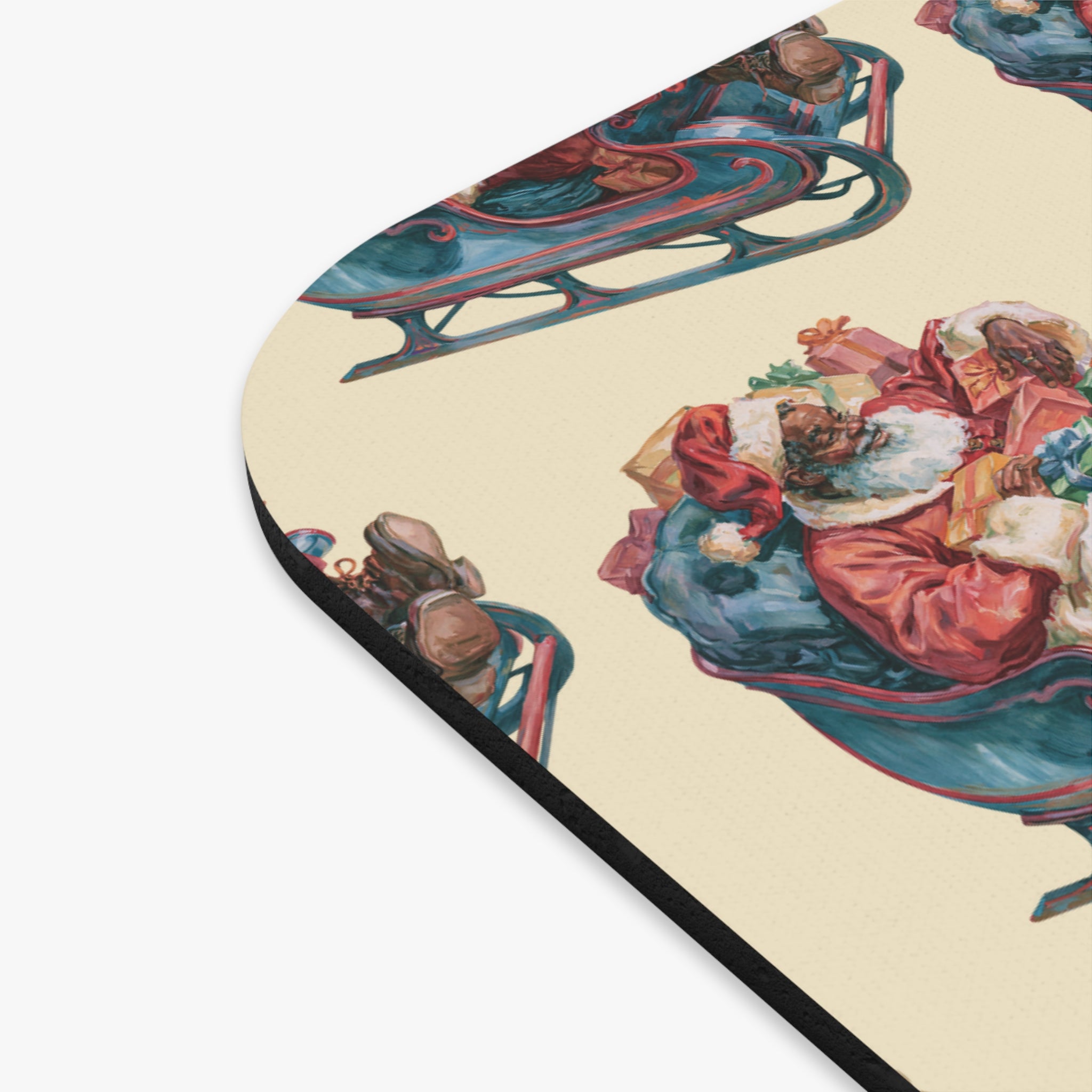 Vintage Santa Sleigh Mouse Pad — Retro Christmas Desk Mat