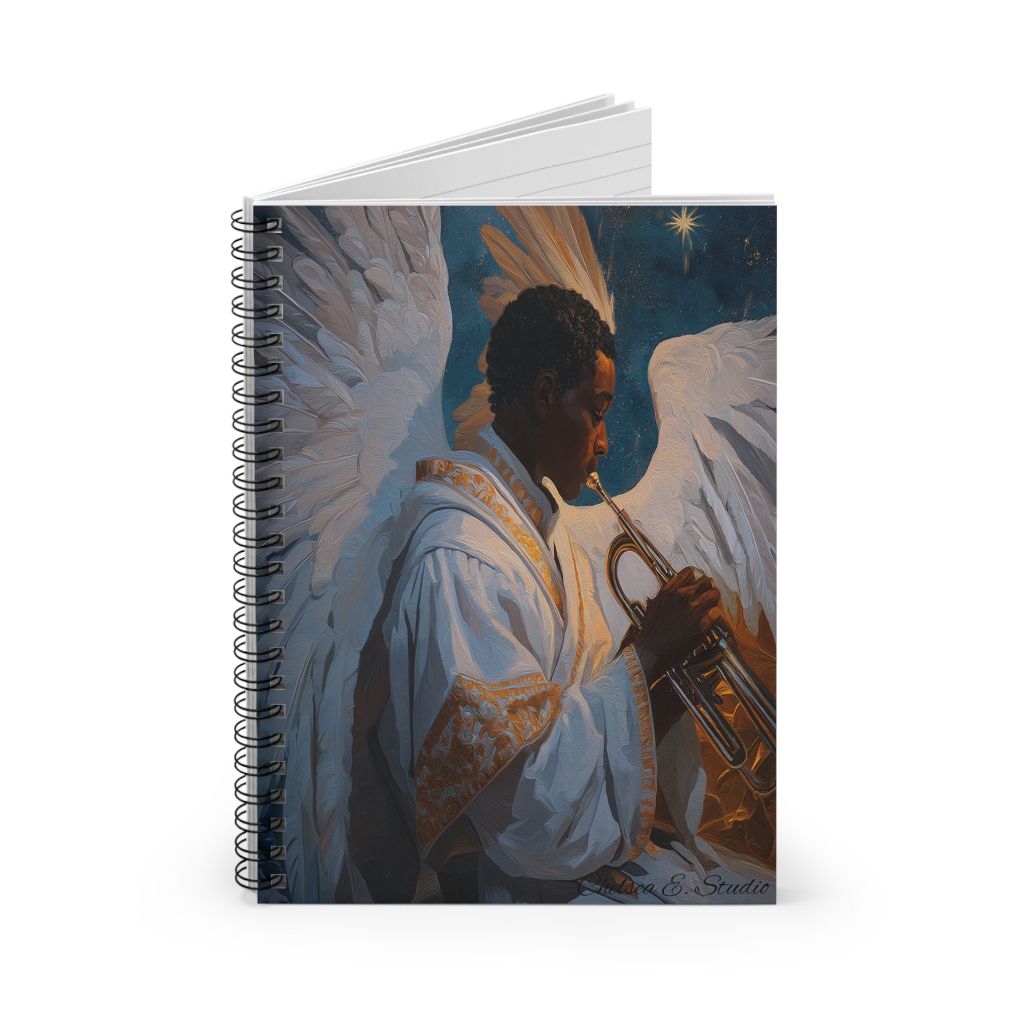 Angel Trumpet Player Spiral Notebook — Inspirational Musician Journal, Ruled Lined