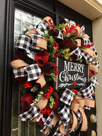 Christmas Wreath featuring a plaid Christmas wreath for classic holiday decor.