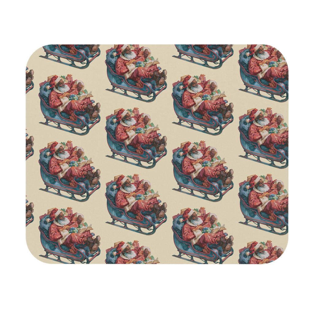 Vintage Santa Sleigh Mouse Pad — Retro Christmas Desk Mat