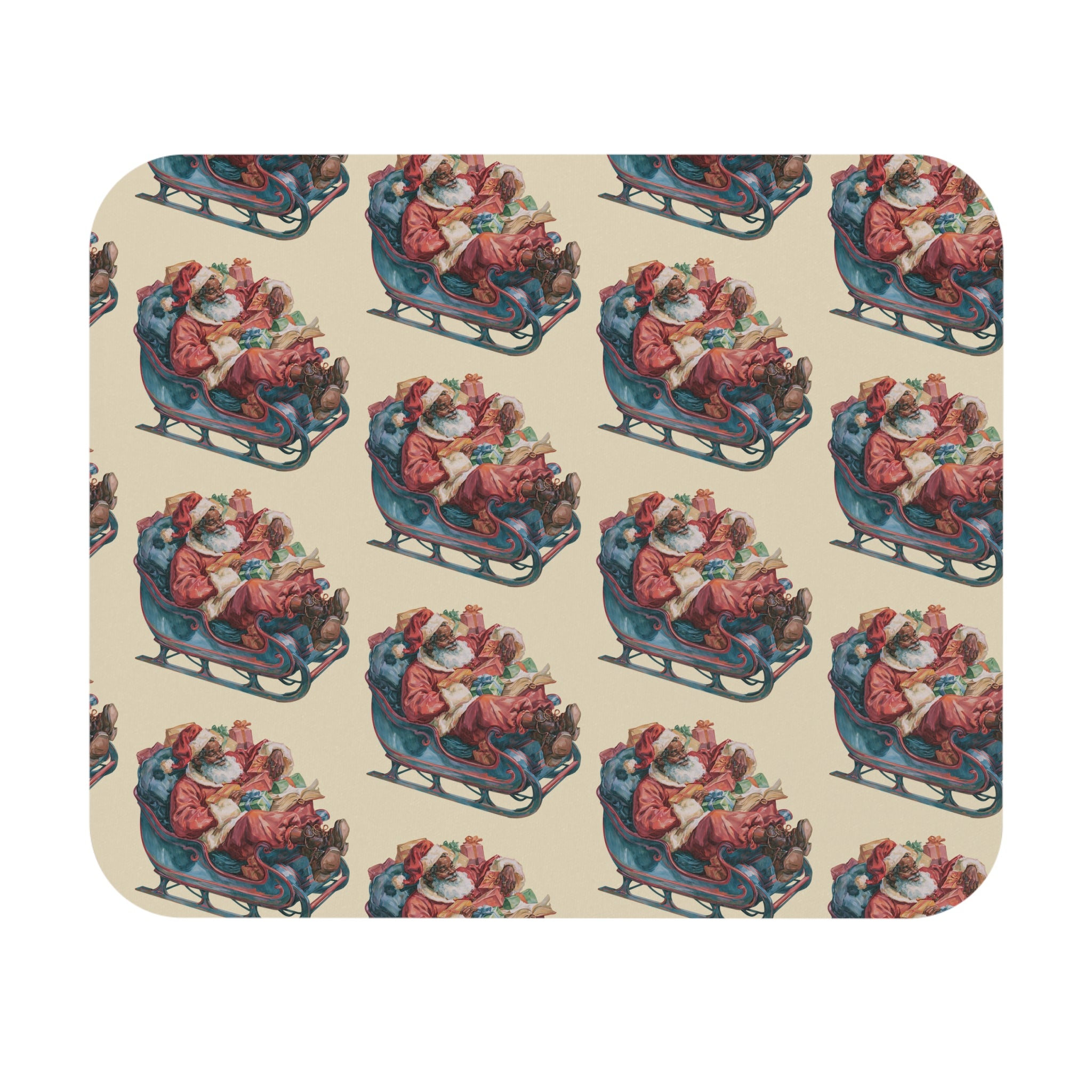 Vintage Santa Sleigh Mouse Pad — Retro Christmas Desk Mat
