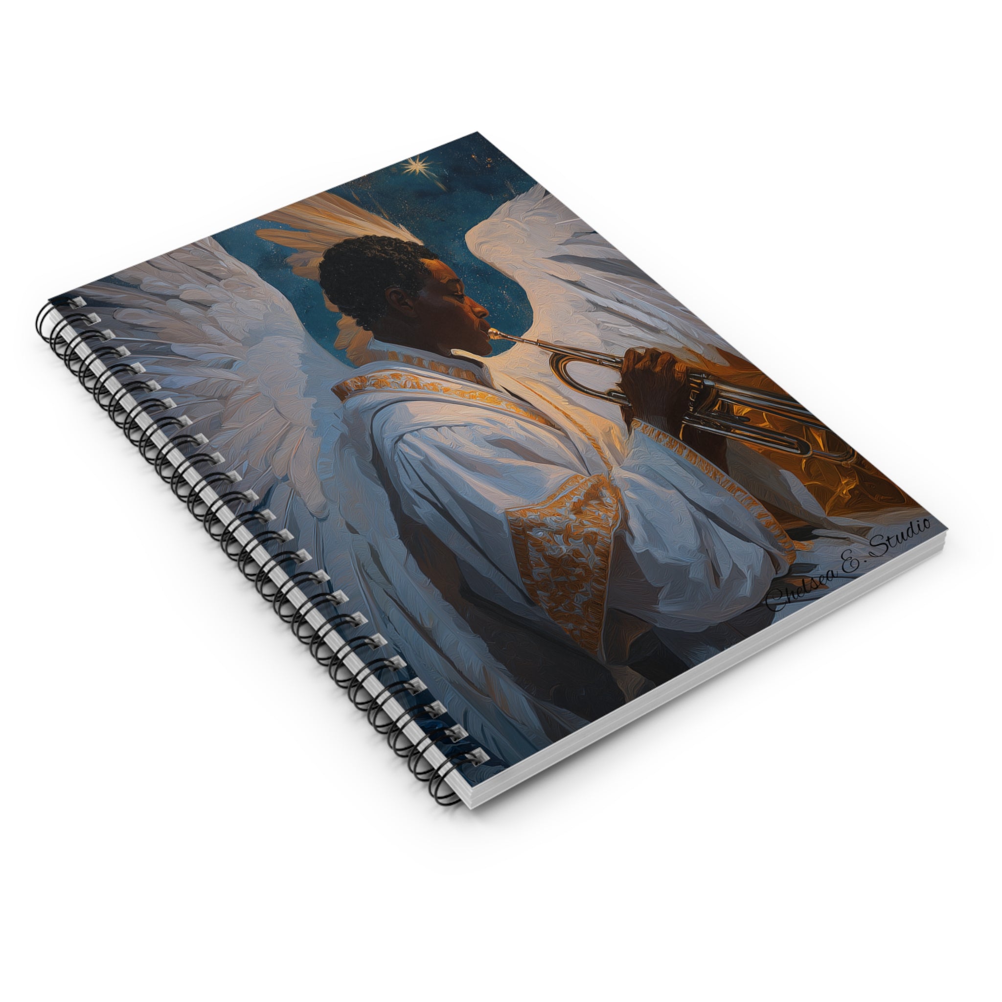 Angel Trumpet Player Spiral Notebook — Inspirational Musician Journal, Ruled Lined