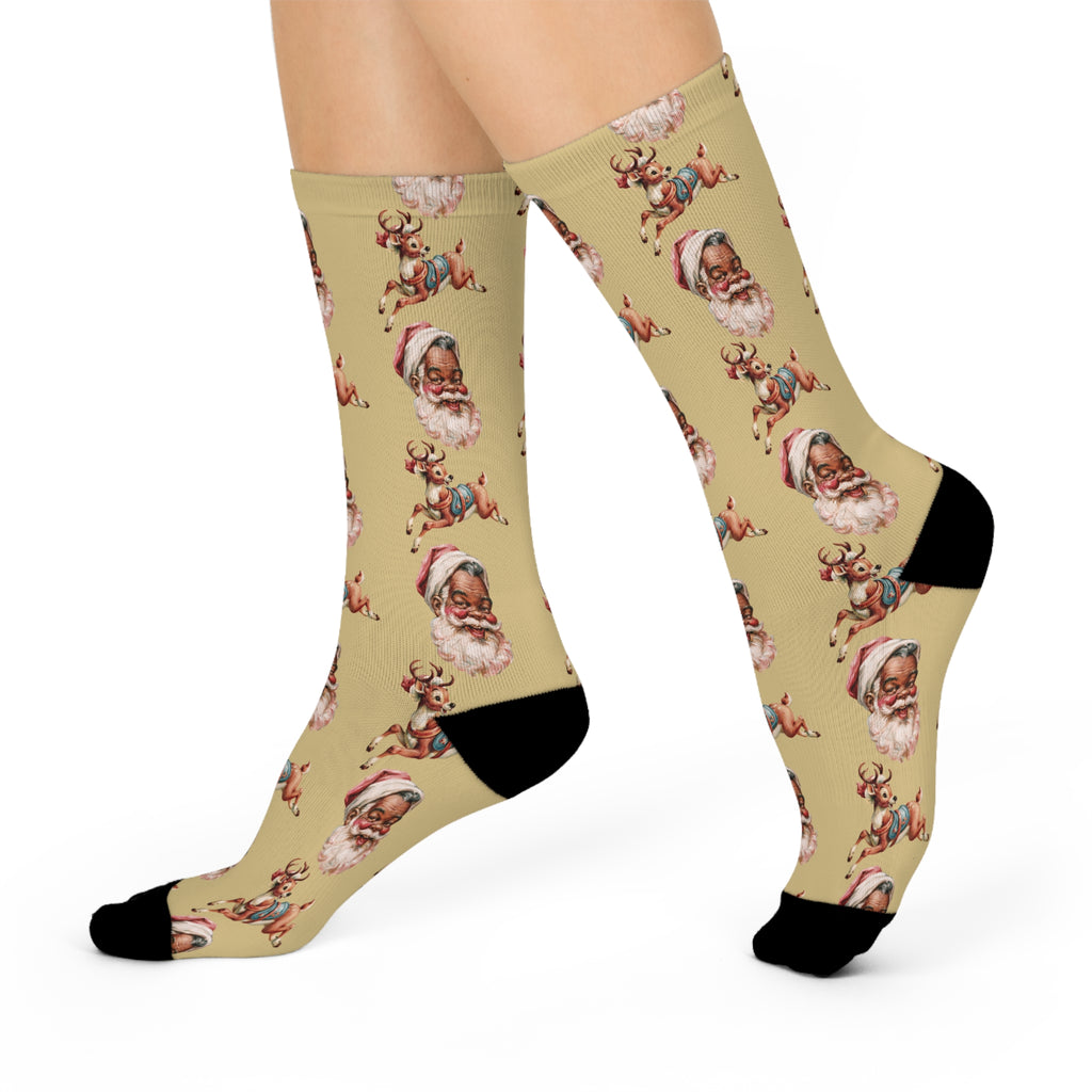 Copy of Copy of Santa Pattern Crew Socks — Vintage Christmas Cushion Socks