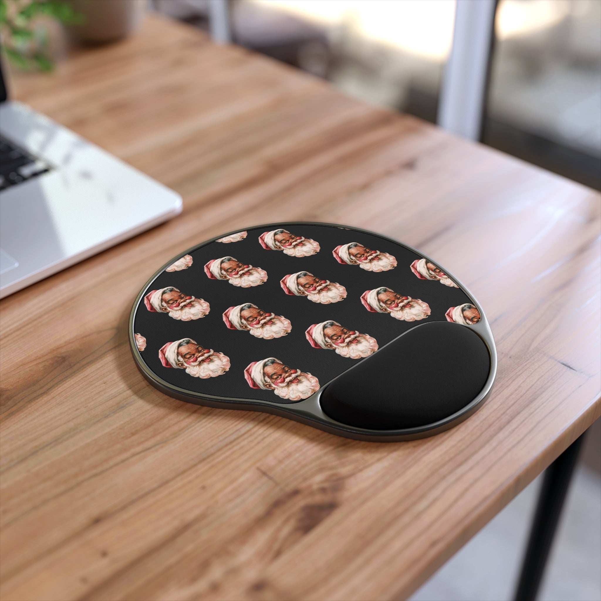Copy of Santa Pattern Ergonomic Mouse Pad with Wrist Rest — Vintage Holiday Desk Accessory