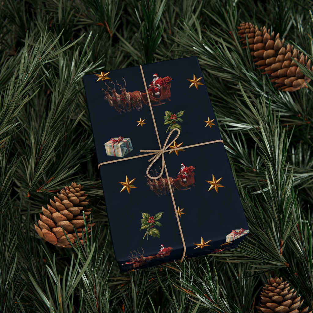 Christmas Ornaments and Holly Wrapping Paper | Holiday Gift Wrap