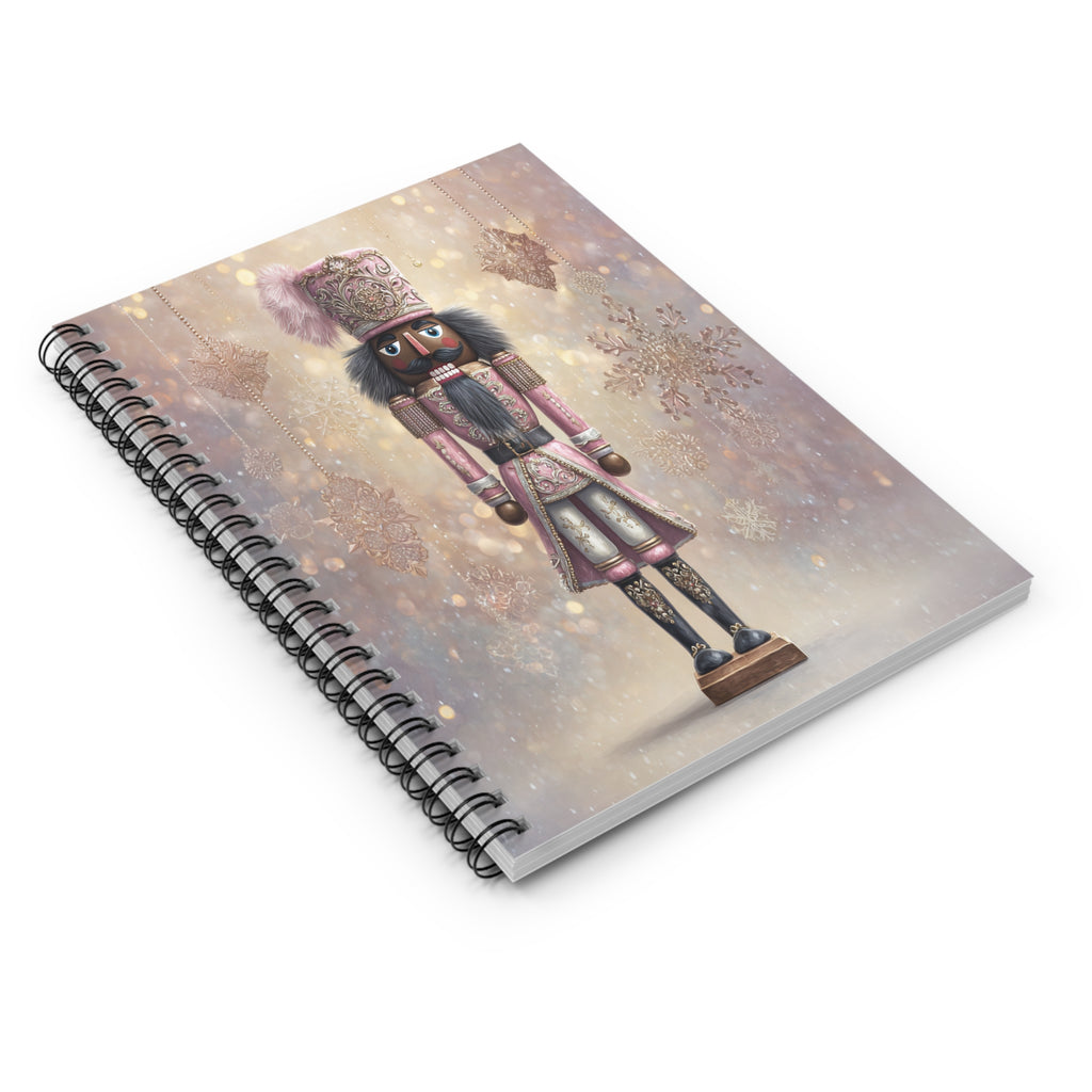 Pink Nutcracker Spiral Notebook — Holiday Journal, Lined Notes
