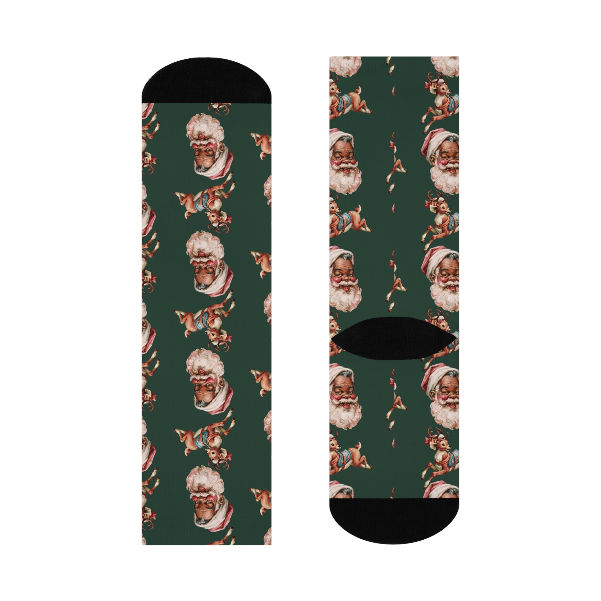 Santa Pattern Crew Socks — Vintage Christmas Cushion Socks