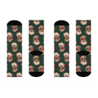 Christmas Crew Socks featuring Vintage Hunter Green Santa Face Crew Socks holiday artwork.