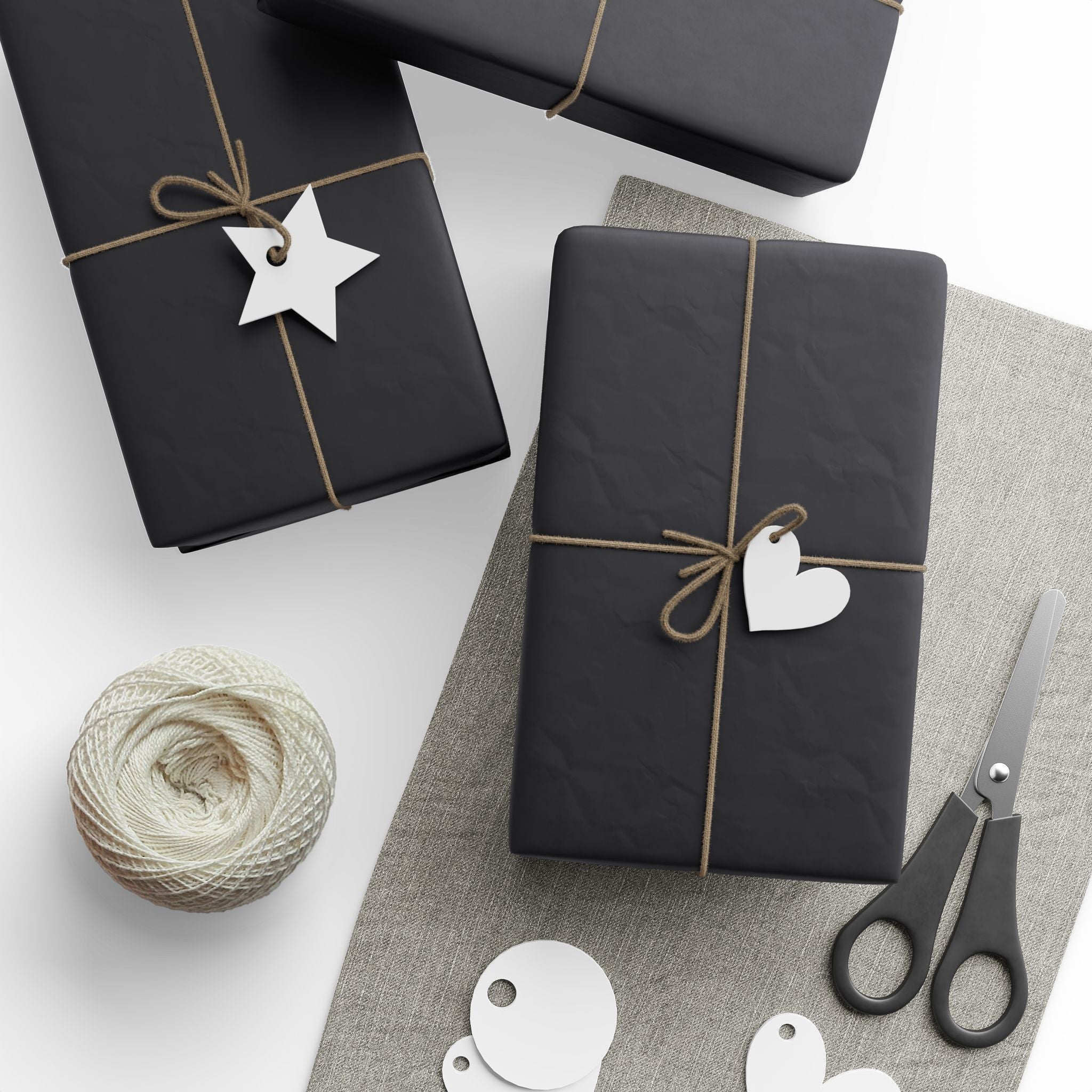 Christmas Wrapping Paper featuring solid midnight blue gift wrap made to coordinate with holiday decorations.