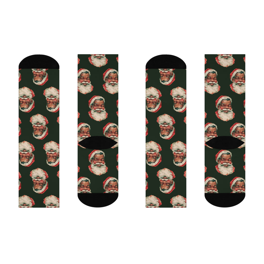 Santa Face Crew Socks — Retro Christmas Holiday Socks