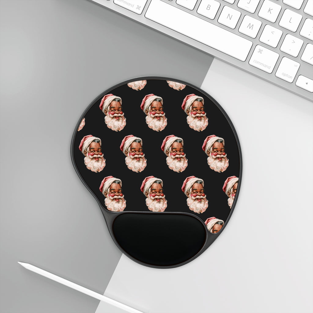 Copy of Santa Pattern Ergonomic Mouse Pad with Wrist Rest — Vintage Holiday Desk Accessory