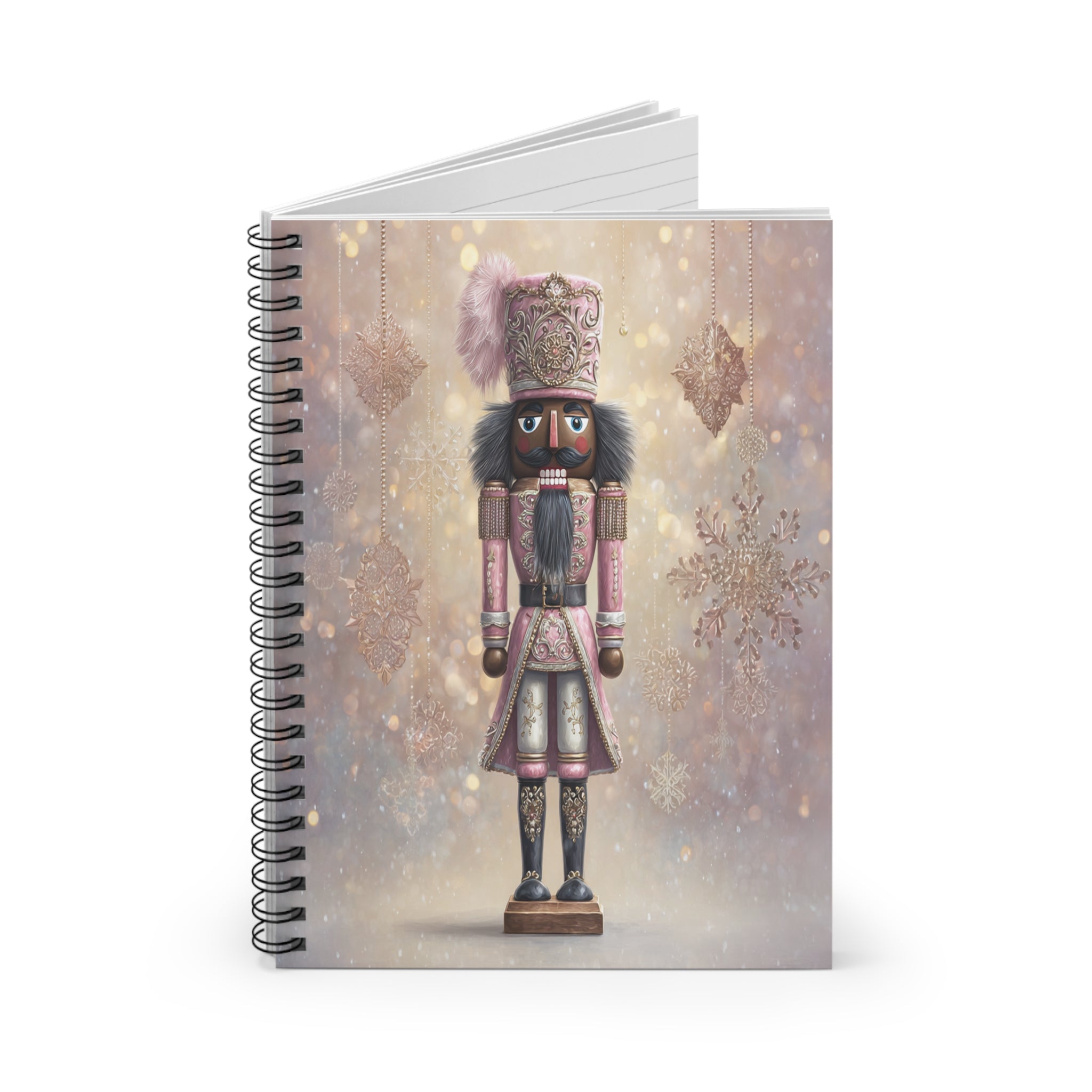 Pink Nutcracker Spiral Notebook — Holiday Journal, Lined Notes