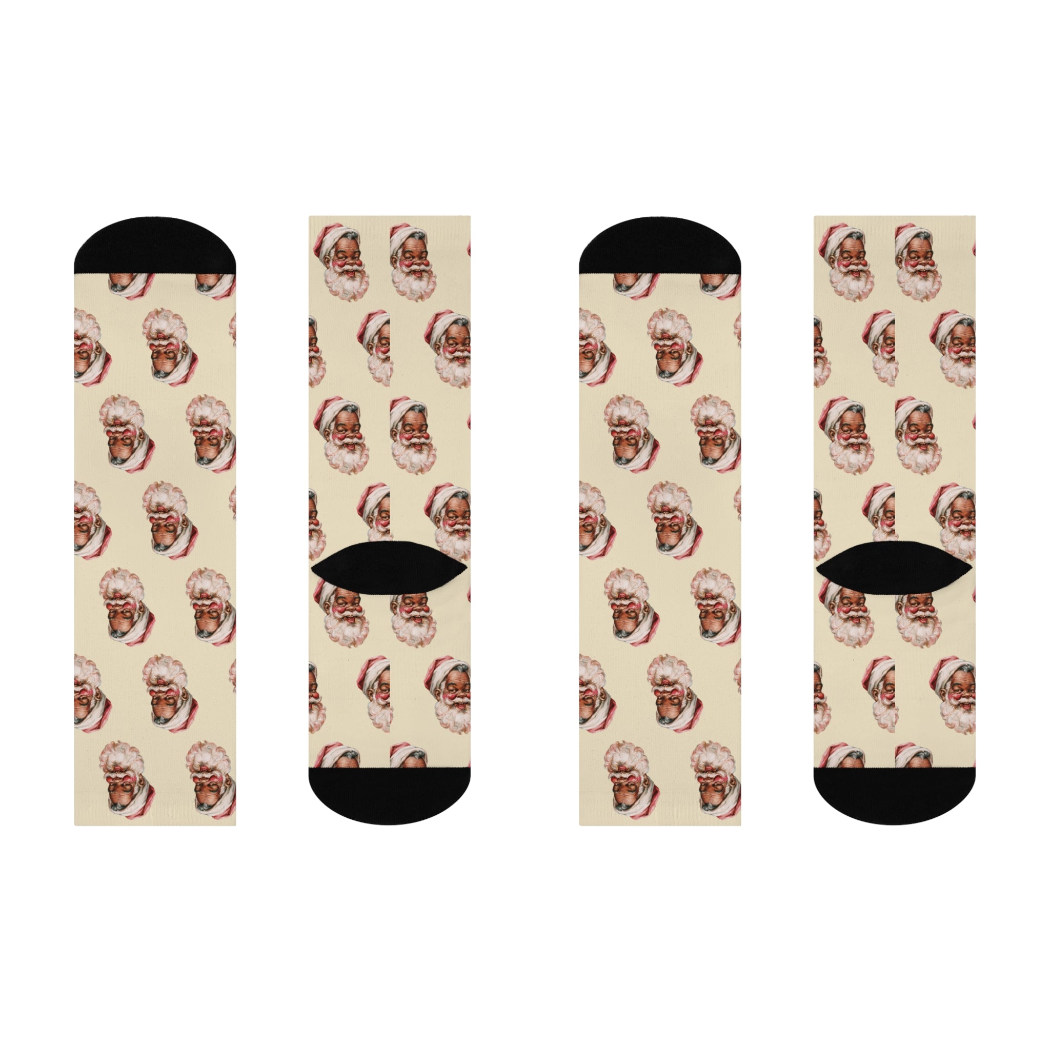 Santa Face Crew Socks — Festive Christmas Holiday Socks with Classic Santa Pattern