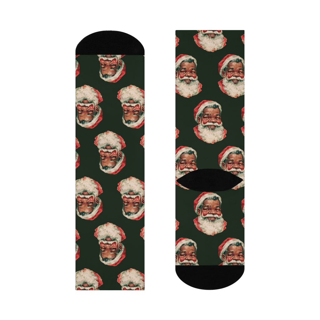 Santa Face Crew Socks — Retro Christmas Holiday Socks