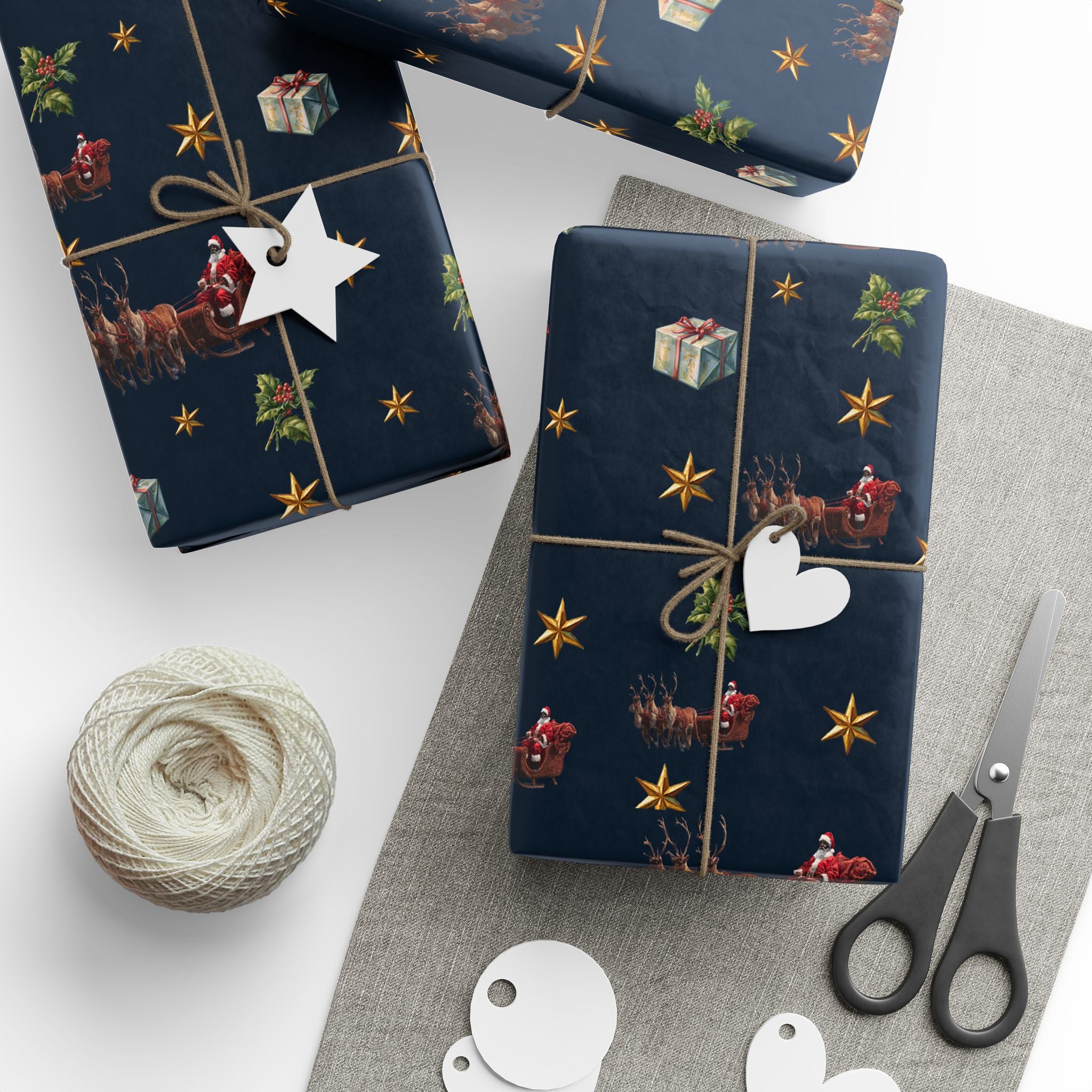 Christmas Ornaments and Holly Wrapping Paper | Holiday Gift Wrap