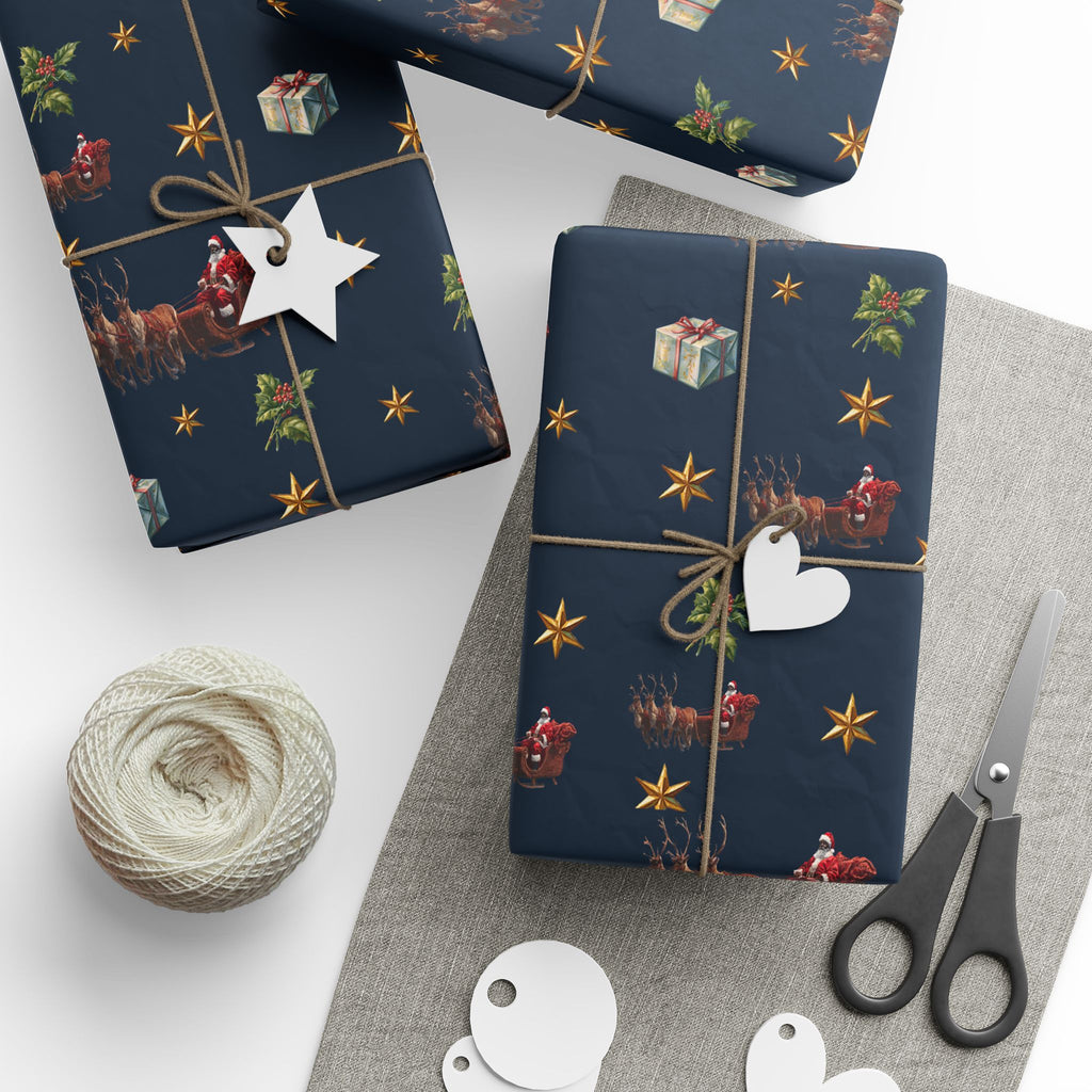 Christmas Ornaments and Holly Wrapping Paper | Holiday Gift Wrap