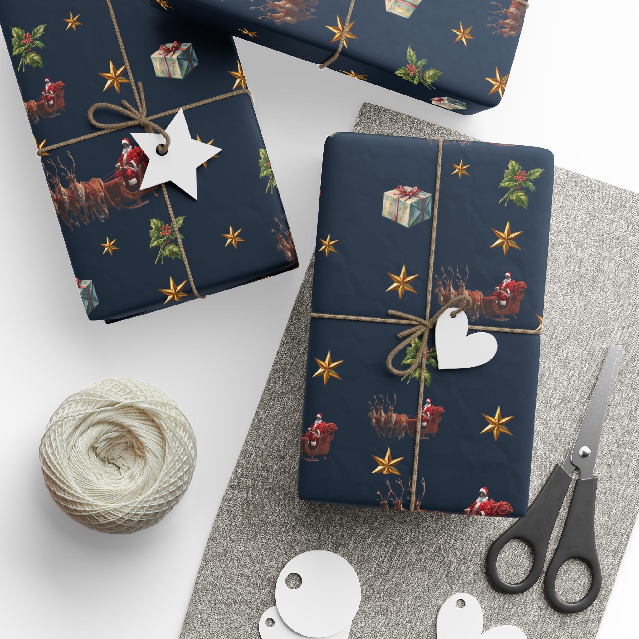Christmas Ornaments and Holly Wrapping Paper | Holiday Gift Wrap