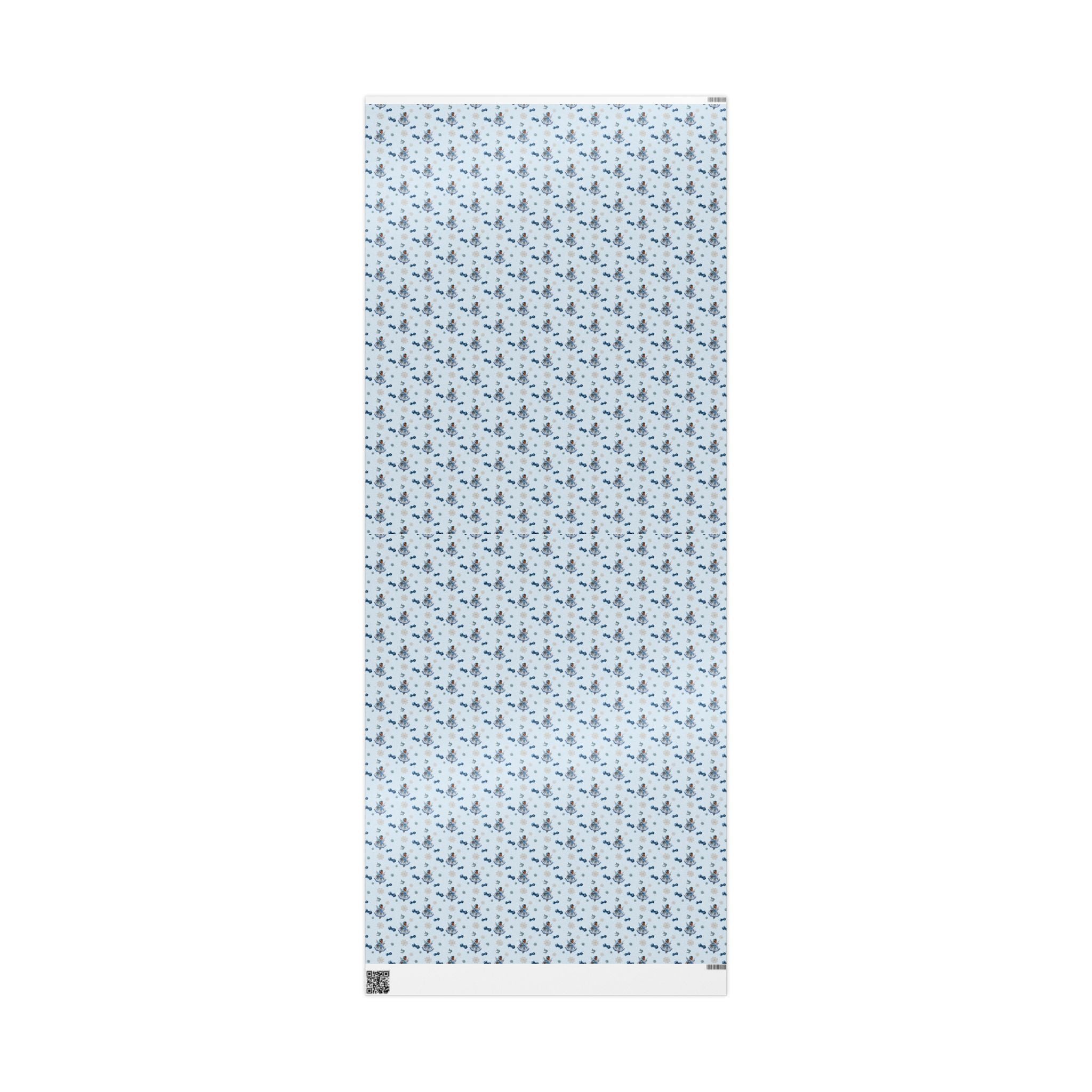 Christmas Wrapping Paper featuring blue angel artwork with soft winter holiday accents.