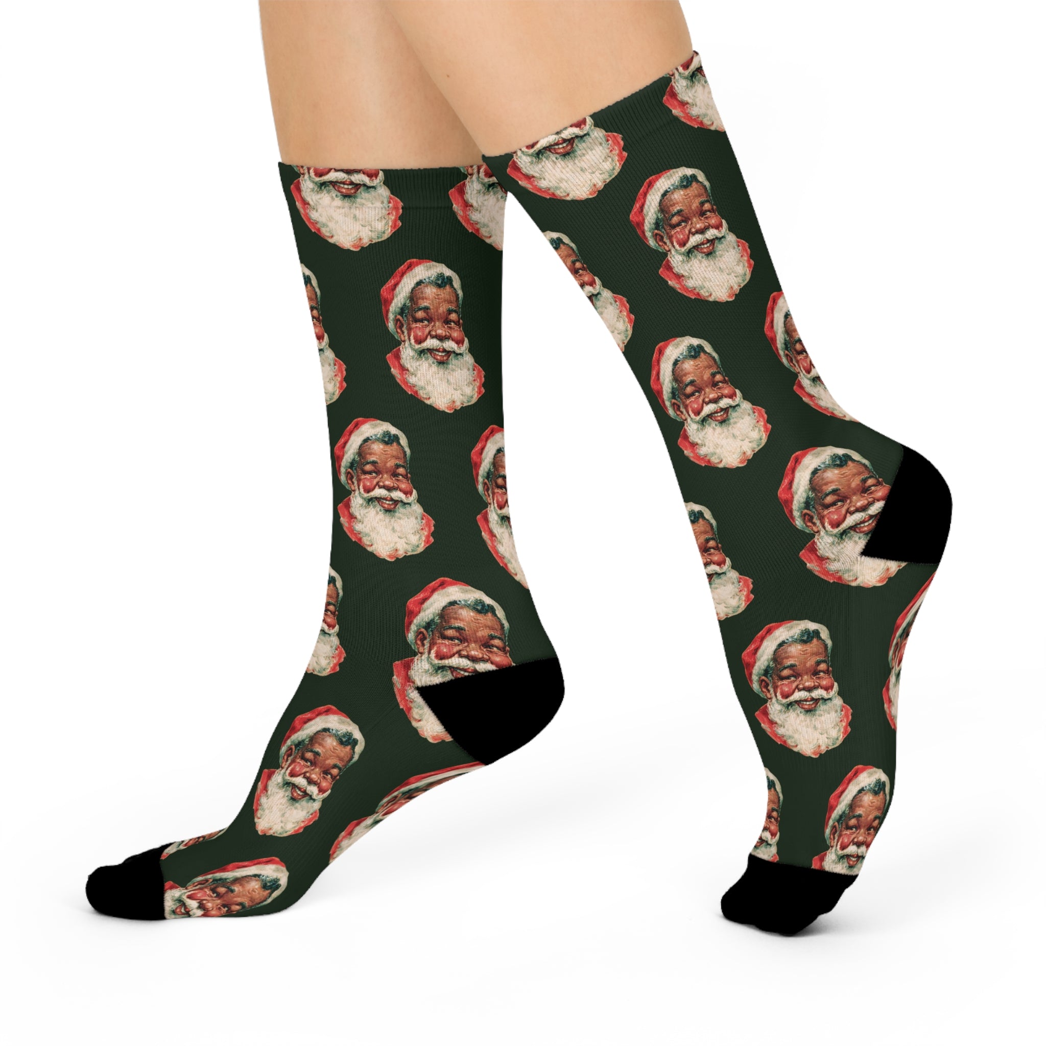 Santa Face Crew Socks — Retro Christmas Holiday Socks