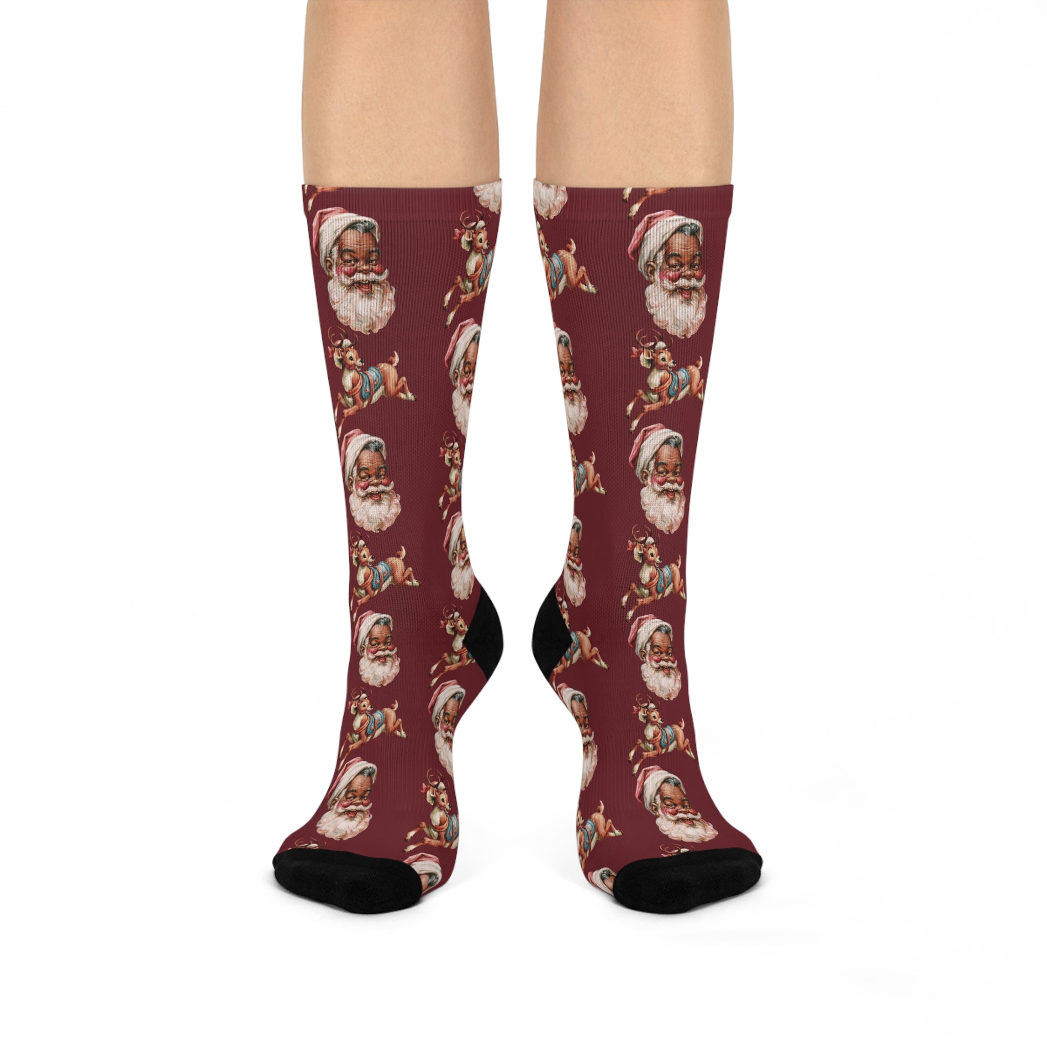 Copy of Santa Pattern Crew Socks — Vintage Christmas Cushion Socks