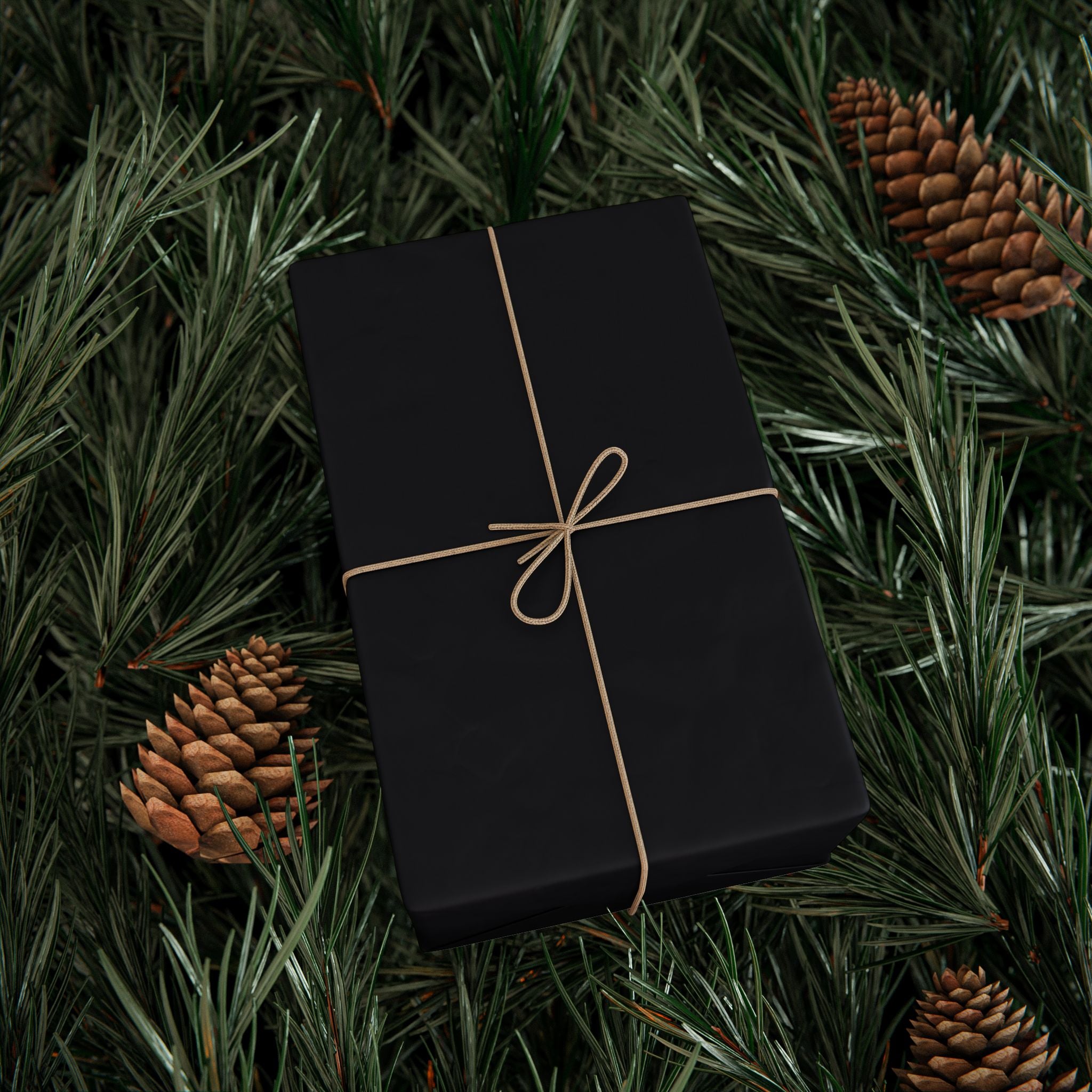 Christmas Wrapping Paper featuring solid midnight blue gift wrap made to coordinate with holiday decorations.