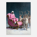 Christmas Poster featuring a whimsical pink Santa holiday design with playful Christmas style.