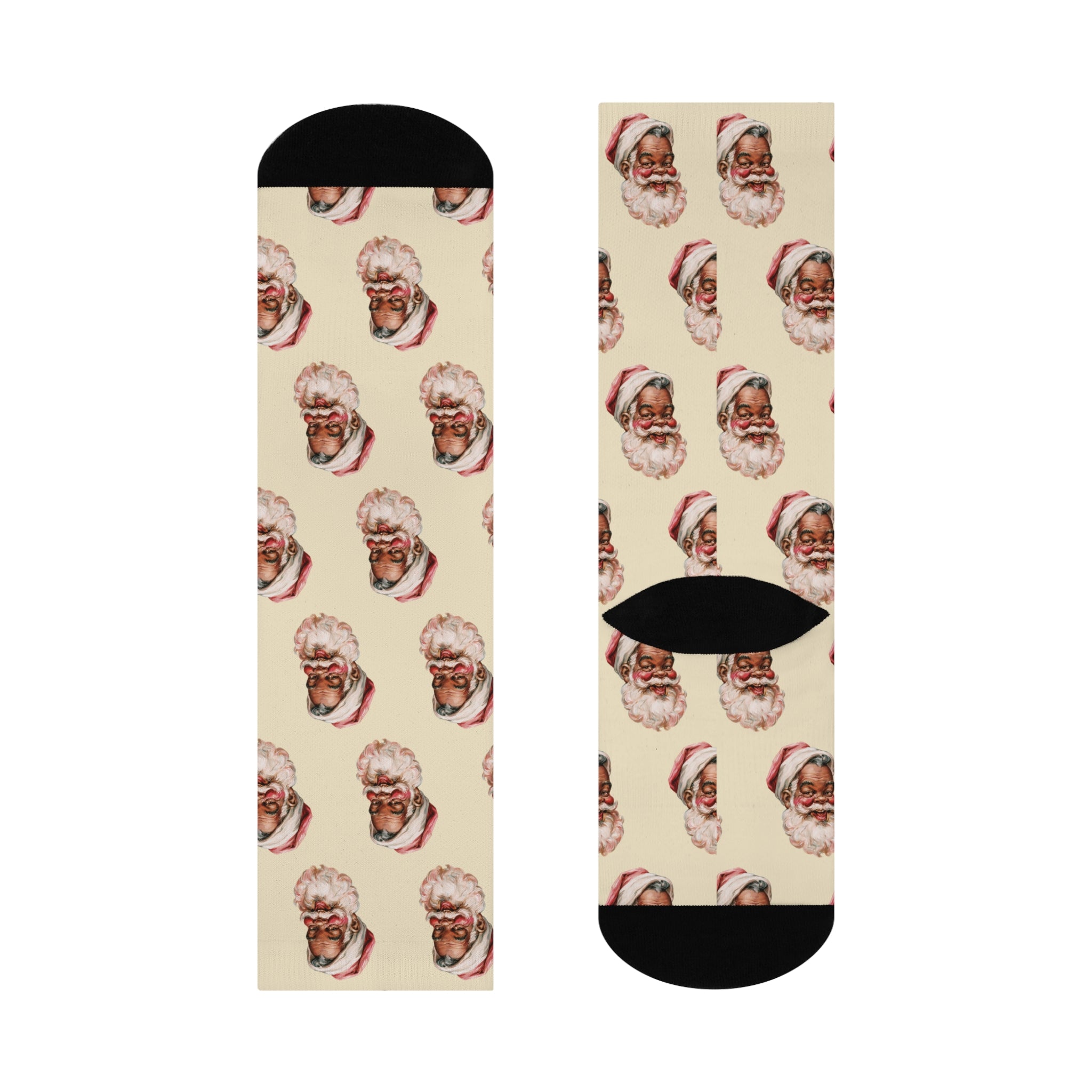 Santa Face Crew Socks — Festive Christmas Holiday Socks with Classic Santa Pattern
