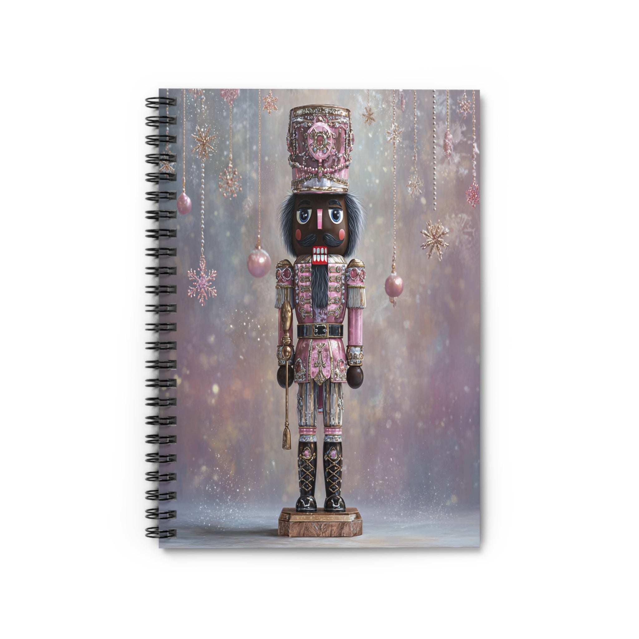 Nutcracker Spiral Notebook — Pink Vintage Holiday Journal (Ruled)