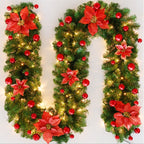 Christmas Wreath featuring coordinated Christmas garland and wreath decor.