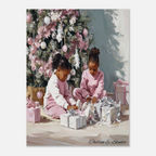 Christmas Poster featuring young Black girls in a sweet Christmas holiday scene.