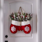 Christmas Wreath featuring a Santa mitten Christmas wreath for festive front door decor.