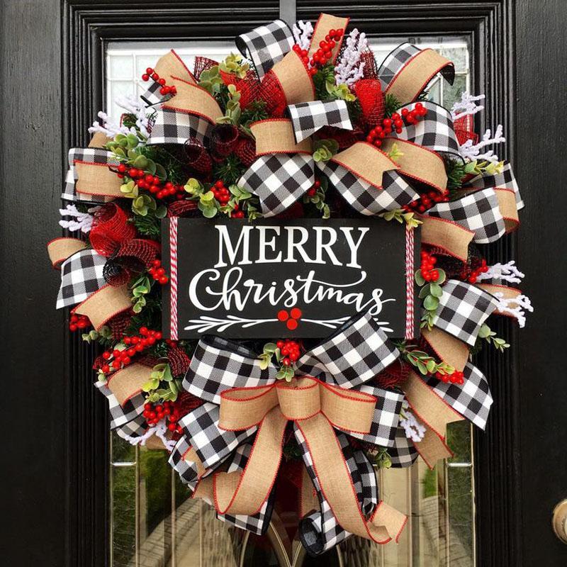Christmas Wreath featuring a plaid Christmas wreath for classic holiday decor.