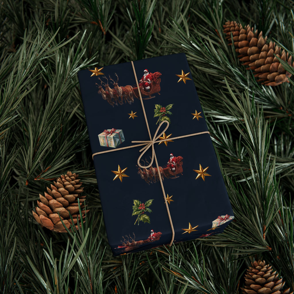 Christmas Ornaments and Holly Wrapping Paper | Holiday Gift Wrap