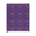 Christmas Wrapping Paper featuring colorful nutcrackers, ornaments, drums, gifts and stars.