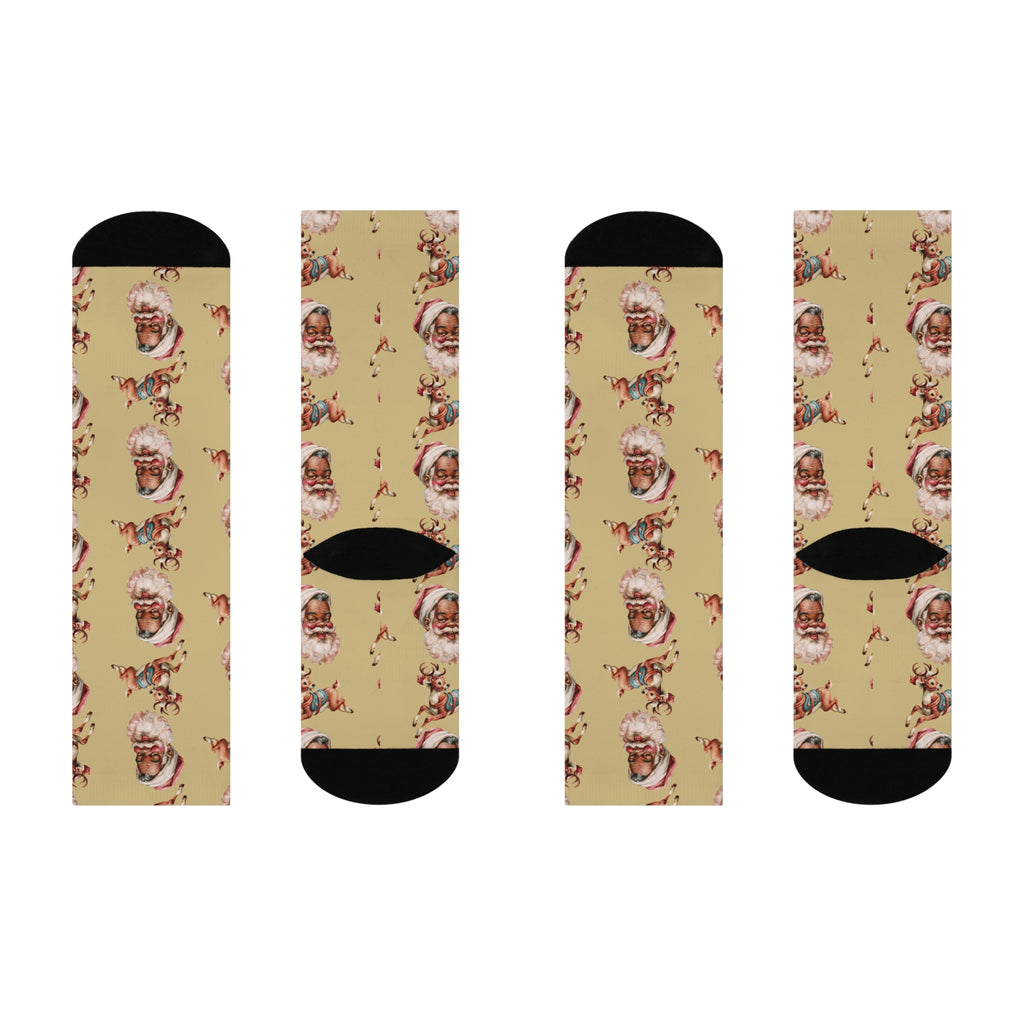Copy of Copy of Santa Pattern Crew Socks — Vintage Christmas Cushion Socks