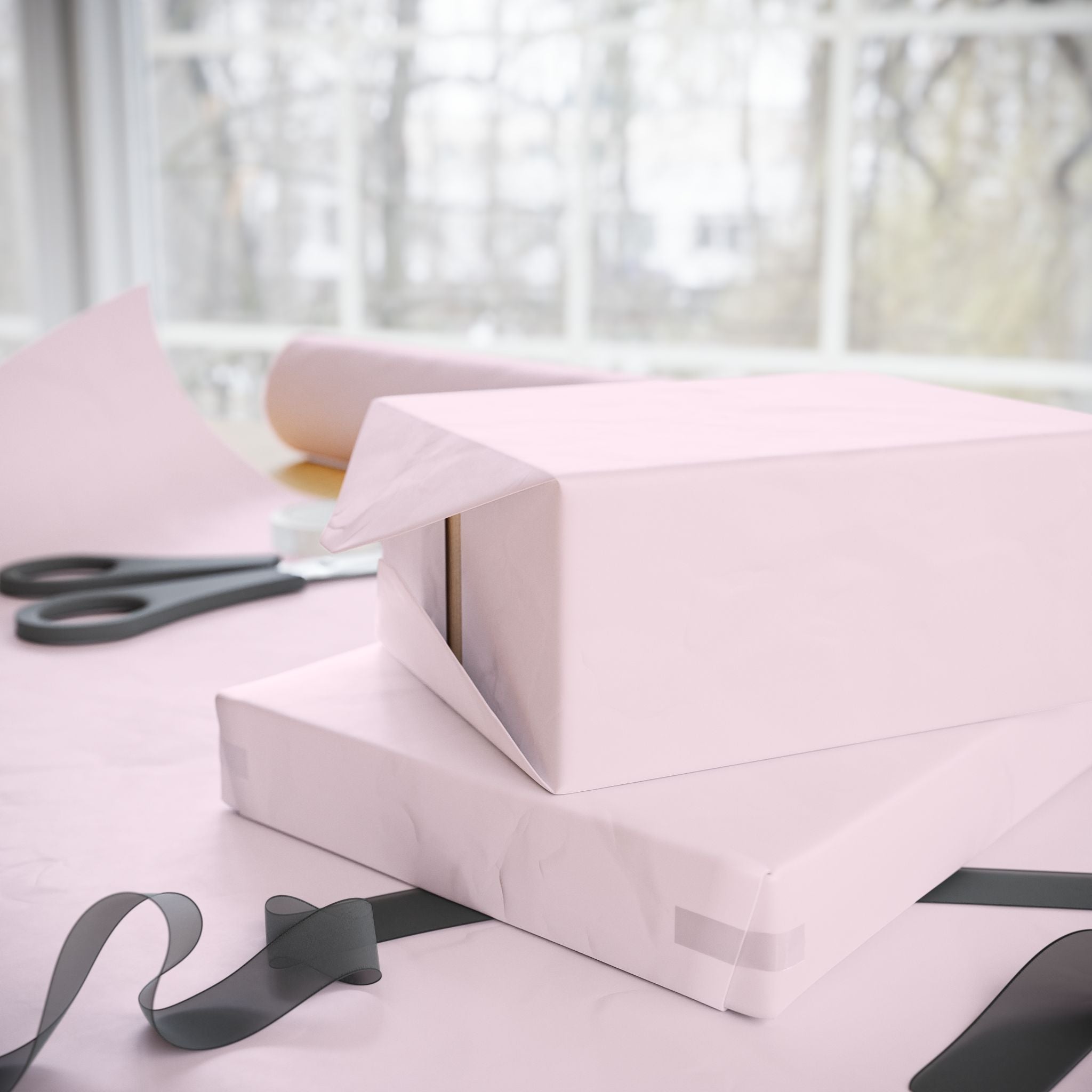 Christmas Wrapping Paper featuring solid nutcracker blush pink gift wrap made to coordinate with holiday decorations.