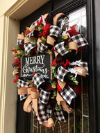 Christmas Wreath featuring a plaid Christmas wreath for classic holiday decor.
