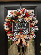 Christmas Wreath featuring a plaid Christmas wreath for classic holiday decor.