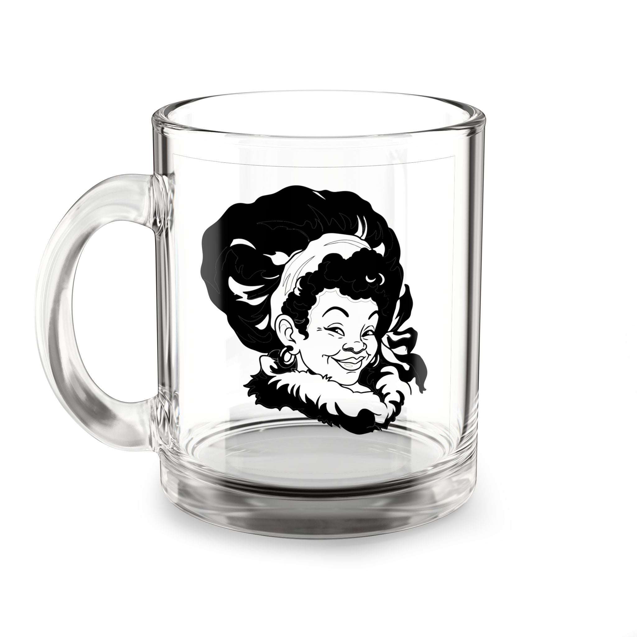 Christmas Mug featuring Mrs. Claus in a cozy, festive Christmas scene.