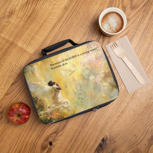 Bible Verse Lunch Box featuring an inspirational Bible verse design on a practical lunch box.