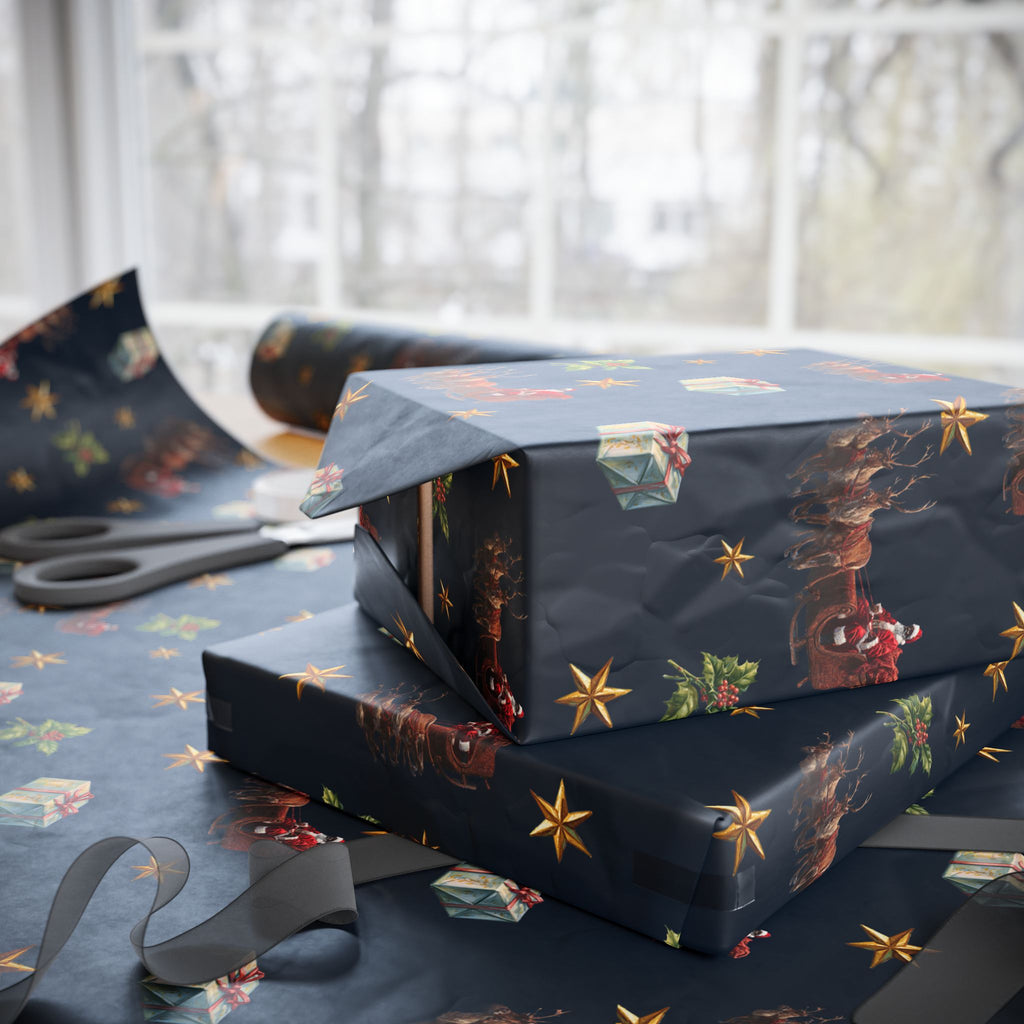 Christmas Ornaments and Holly Wrapping Paper | Holiday Gift Wrap
