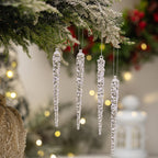 Christmas Ornament featuring transparent icicle ornaments for Christmas tree decorating.