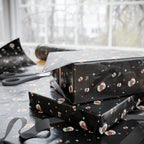 Christmas Wrapping Paper featuring Mrs. Claus enjoying Christmas tea with warm holiday style.