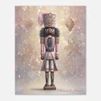 Christmas Poster featuring a pink nutcracker with soft blush holiday details.